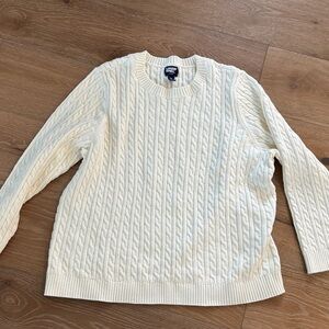Lands' End Ivory Cable Knit Sweater